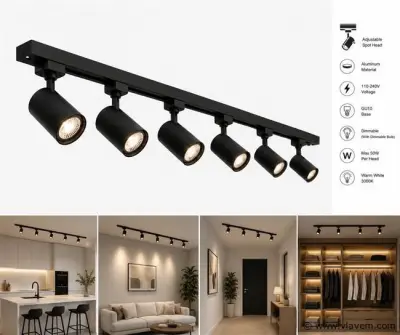 2 x 1-Fase Railverlichting Set – 2 Meter – Zwart – Inclusief 6 x GU10 Railspots – kavel bij Vlavem