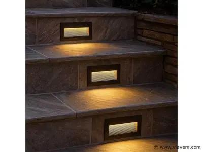 6 x LED Trapverlichting – 6W – 3000K Warm Wit – IP65 – Rechthoekig – LY05 – kavel bij Vlavem