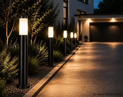 4 x LED Tuinlamp – E27 – IP44 – Zwart – 80cm – Buitenverlichting – KAVAK-5 – kavel bij Vlavem
