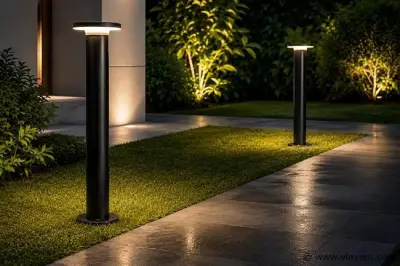 4 x LED Buiten Sokkel Lamp – 12W – 4200K Neutraal Wit - Zwart – IP65 – DEXTER-3 – kavel bij Vlavem