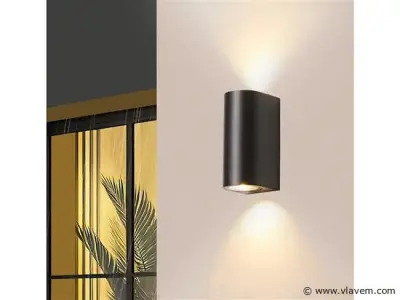 10 x Buiten Wandlamp – GU10 – Dubbele Lichtuitgang – IP65 – Zwart – kavel bij Vlavem