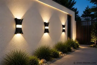 4 x LED Buiten Wandlamp – 17W – 4200K Neutraal Wit - Zwart – IP54 – VIPER – kavel bij Vlavem