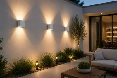 6 x LED Buiten Wandlamp – 4W – 4200K Neutraal Wit - Wit – IP65 – SEKOYA – kavel bij Vlavem