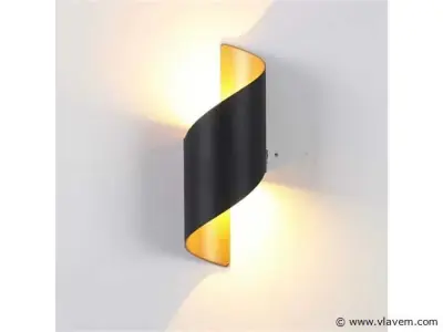 4 x LED Wandlamp – 6W – 3500K Neutraal Wit – IP54 – Zwart/Goud – SW-34 – kavel bij Vlavem