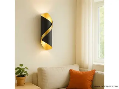 4 x LED Wandlamp – 6W – 3500K Neutraal Wit – IP54 – Zwart/Goud – SW-35 – kavel bij Vlavem