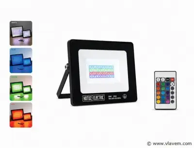 4 x RGB LED Floodlight 20W - Zwart – IP65 – REMIX-20 – kavel bij Vlavem