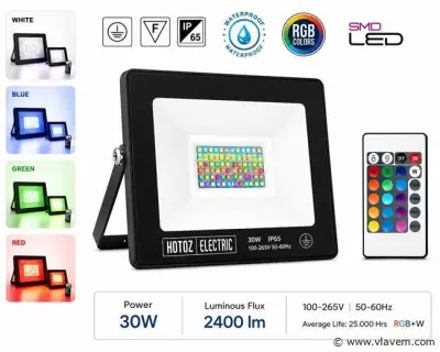 4 x RGB LED Floodlight 30W - Zwart – IP65 – REMIX-30 – kavel bij Vlavem