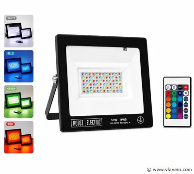 4 x RGB LED Floodlight 50W - Zwart – IP65 – REMIX-50 – kavel bij Vlavem