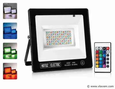 4 x RGB LED Floodlight 100W - Zwart – IP65 – REMIX-100 – kavel bij Vlavem