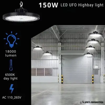 10 x LED Highbay UFO PRO 150W – Instelbaar 60% / 80% / 100% – 6500K – WEB-150 – kavel bij Vlavem
