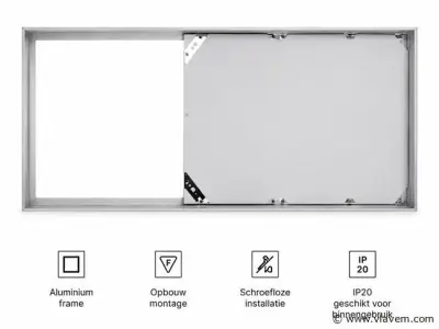 8 x Opbouw Frame voor LED Paneel – 600x300mm – IP20 – FRAME-3060 – kavel bij Vlavem