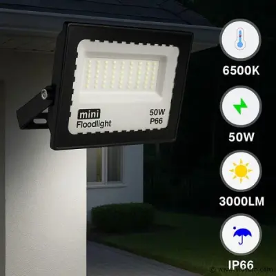 6 x LED Schijnwerper MINI 50W – 6500K Koud Wit – IP65 – MINIONS-50 – kavel bij Vlavem