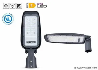 10 x LED Straatlamp 30W – 6400K Koud Wit - Grijs – IP65 – FLORIDA-30 – kavel bij Vlavem