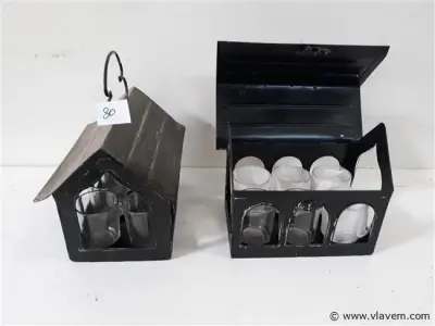 2 x Huisje met 6 T-lichtglaasjes – kavel bij Vlavem
