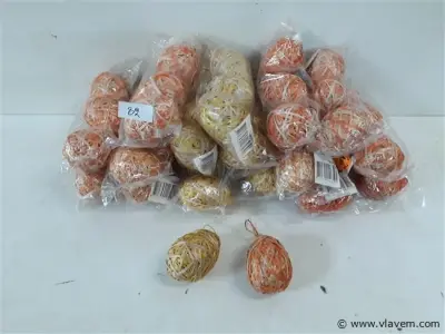 16 x Paasei sisal 3 stuks mix geel/oranje – kavel bij Vlavem