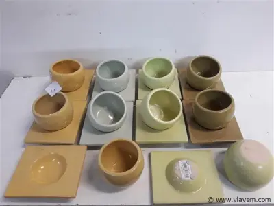 10 x Decoratie kop met onderschotel mix kleuren – kavel bij Vlavem
