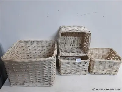 4 x Rieten mand wit – kavel bij Vlavem