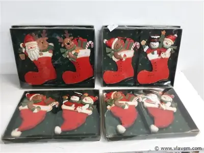 6 x Hangdeco hout kerstfiguur in sok/muts 2 stuks – kavel bij Vlavem