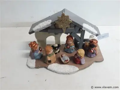 1 x Kerststal met figuurtjes – kavel bij Vlavem