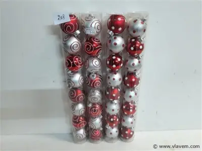 4 x Kerstballen pvc 8 stuks rood/zilver – kavel bij Vlavem