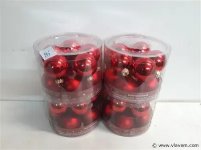 4 x Kerstballen glas 10 stuks rood – kavel bij Vlavem