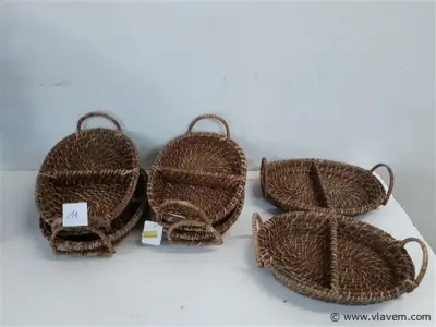 6 x Rieten serveerschaal duo 23x17 cm – kavel bij Vlavem