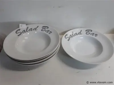 6 x Saladebord porselein – kavel bij Vlavem