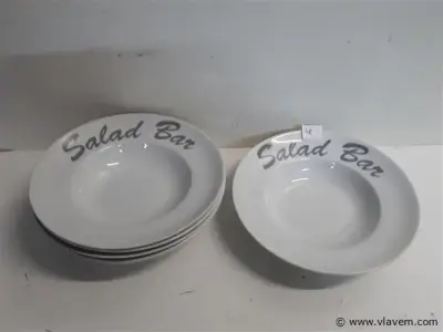 6 x Saladebord porselein – kavel bij Vlavem