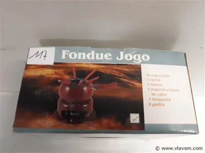 1 x Fondue set op gelbrander rood – kavel bij Vlavem