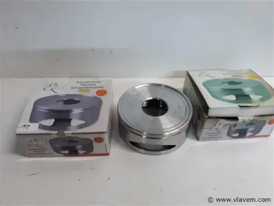 2 x Schotelverwarmer inox Dia 15 cm H 6 cm – kavel bij Vlavem