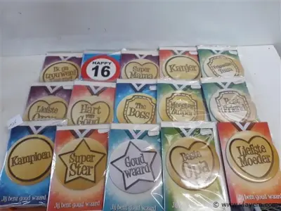 15 x Wenskaart +enveloppe met button – kavel bij Vlavem