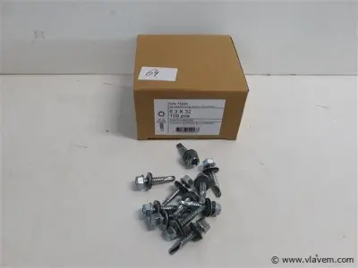 1 x Boorschroef zeskant 6,3x32 mm 100 stuks + EPDM – kavel bij Vlavem