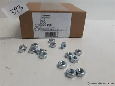 3 x Zeskantmoeren verzinkt M 6 200 stuks – kavel bij Vlavem