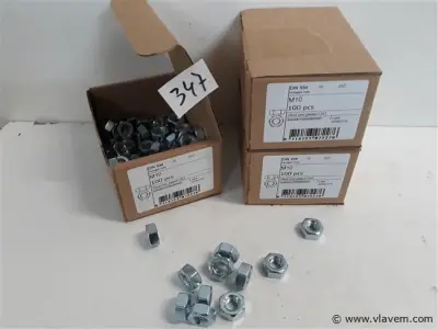 3 x Zeskantmoeren verzinkt M 10 100 stuks – kavel bij Vlavem
