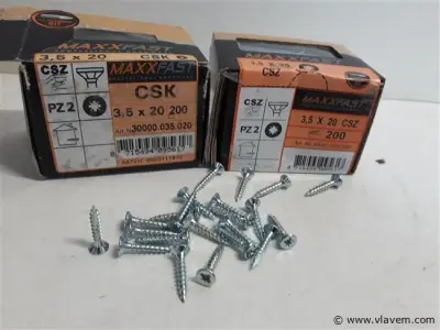 2 x Houtschroeven wit verzinkt 3,5x20mm 200 stuks – kavel bij Vlavem