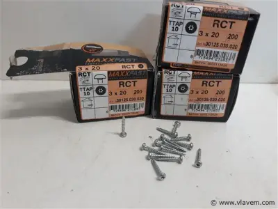 3 x Houtschroeven wit verzinkt 3x20mm 200 stuks – kavel bij Vlavem