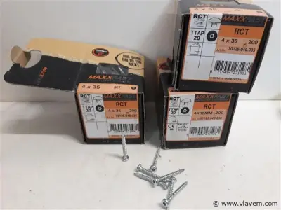 3 x Houtschroeven wit verzinkt 4x35mm 200 stuks – kavel bij Vlavem