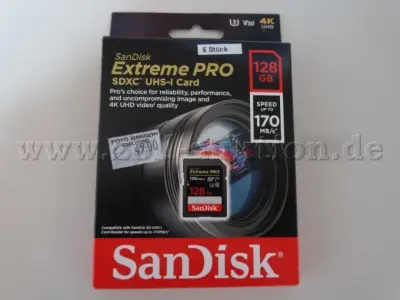 10 SanDisk Extreme PRO 128 GB, SDXC UHS-I Card – kavel bij Zoll-Auktion, Köln