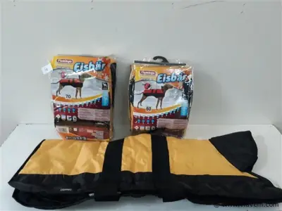 2 x Hondenjas winter geel 60-70 – kavel bij Vlavem