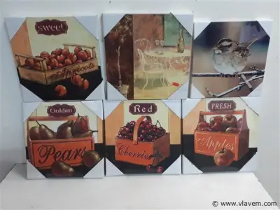 6 x Schilderij canvas 6 assorti – kavel bij Vlavem