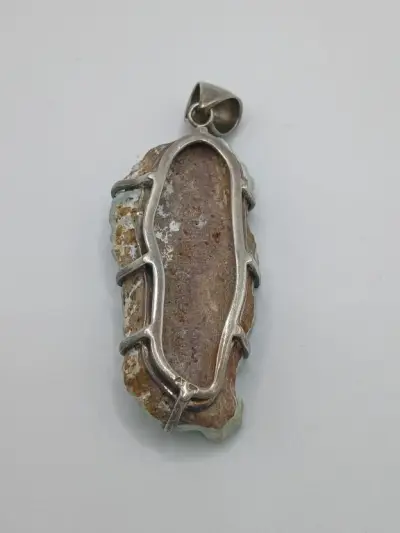 Zilveren hanger met blauwe natuursteen – kavel bij De Kringwinkel, Diest