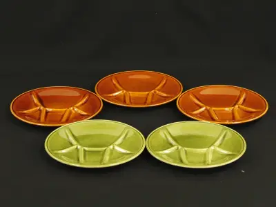 Keralux Boch Fréres Set van 5 vintage keramische fondue borden – kavel bij De Kringwinkel, Antwerpen