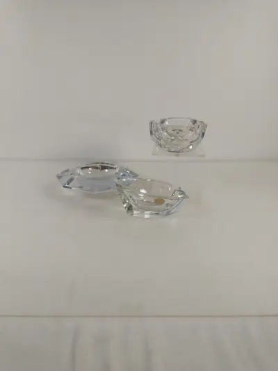 Set van 3 kristallen asbakken Val Saint Lambert, België, ca. 1960 – kavel bij De Kringwinkel, Turnhout