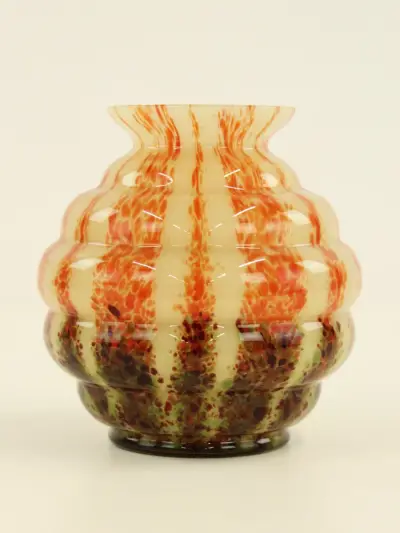Ernst Steinwald & Co.- Art Deco spatterglas vaas - ca. 1930 – kavel bij De Kringwinkel, Antwerpen