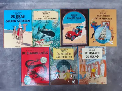 Strips: Set van 7 Kuifje albums in pocketversies – kavel bij De Kringwinkel, Gent