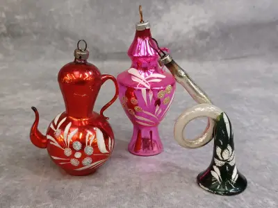Unieke set van 3 vintage glazen kersthangers – kavel bij De Kringwinkel, Gent
