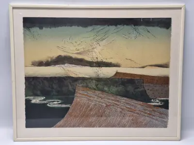 Abstract landschap - gesigneerde grafiek, 1982, 9/12 - Dirk De Bruycker – kavel bij De Kringwinkel, Gent