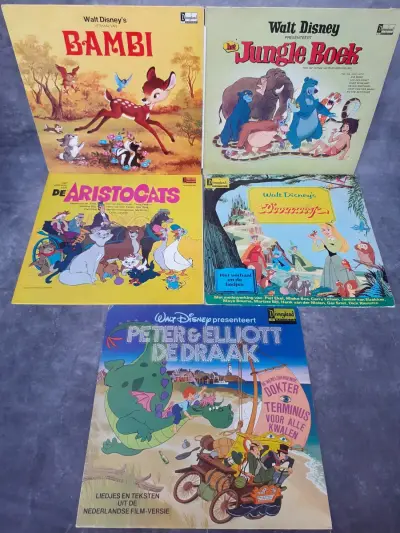 Vinyl: Set Van Vijf Originele Walt Disney Albums – kavel bij De Kringwinkel, Gent