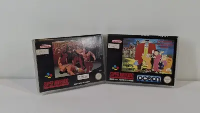 2 Super Nintendo spellen: Pit-Fighter en The Addams Family – kavel bij De Kringwinkel, Geraardsbergen