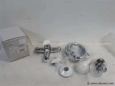 1 x Bad-douche kraan wit/chrome allibert met douchekop – kavel bij Vlavem
